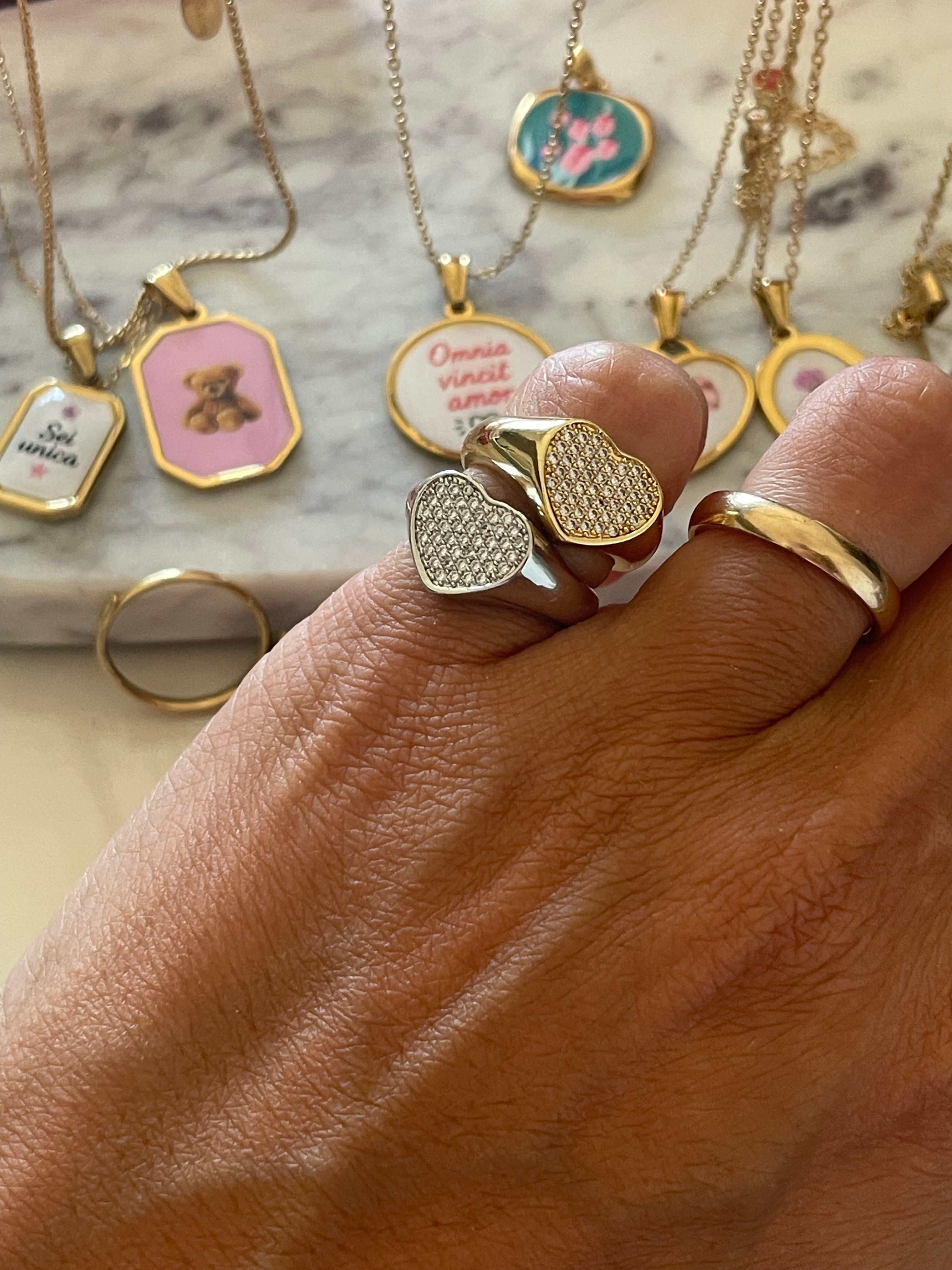 Anello cuore  in acciaio