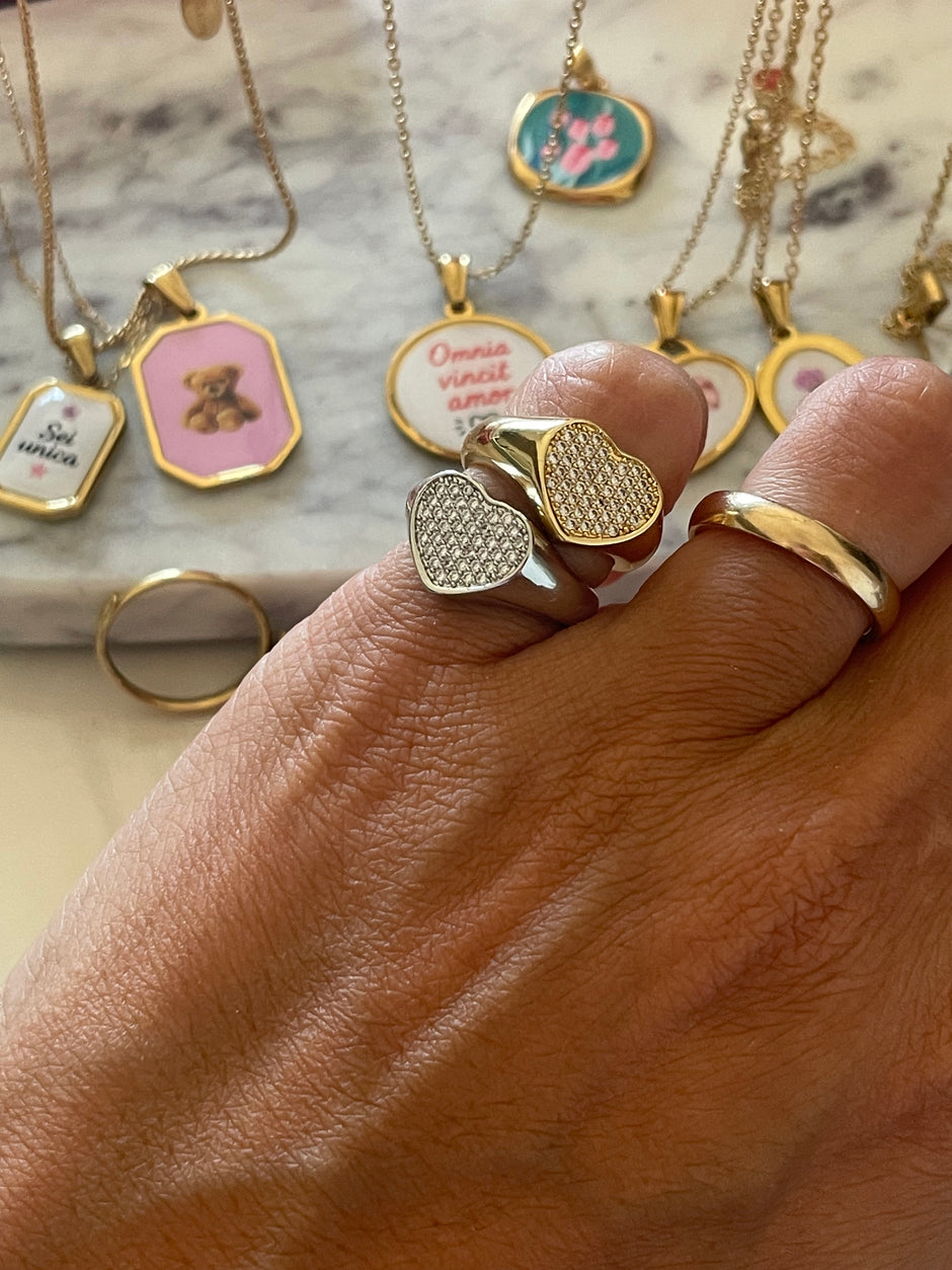 Anello cuore  in acciaio
