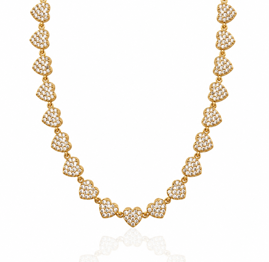 Collana mille cuori pavè