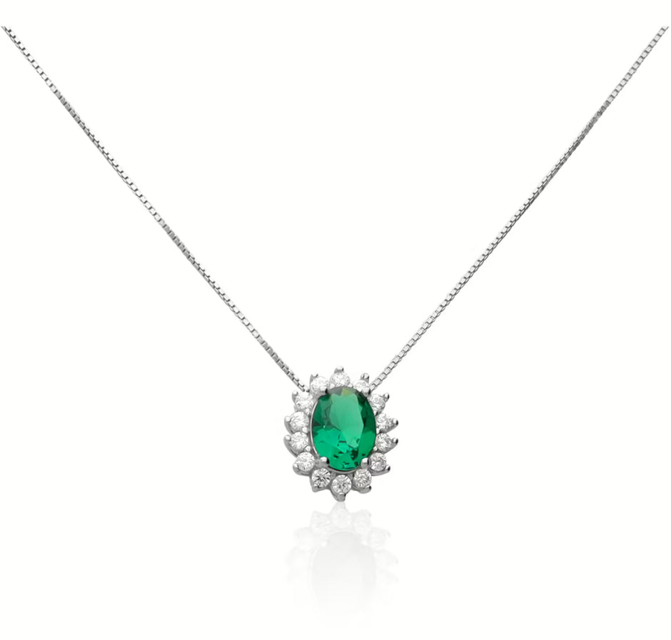 ✨ Collana “Kate” – Argento 925 con pietra centrale e zirconi ✨
