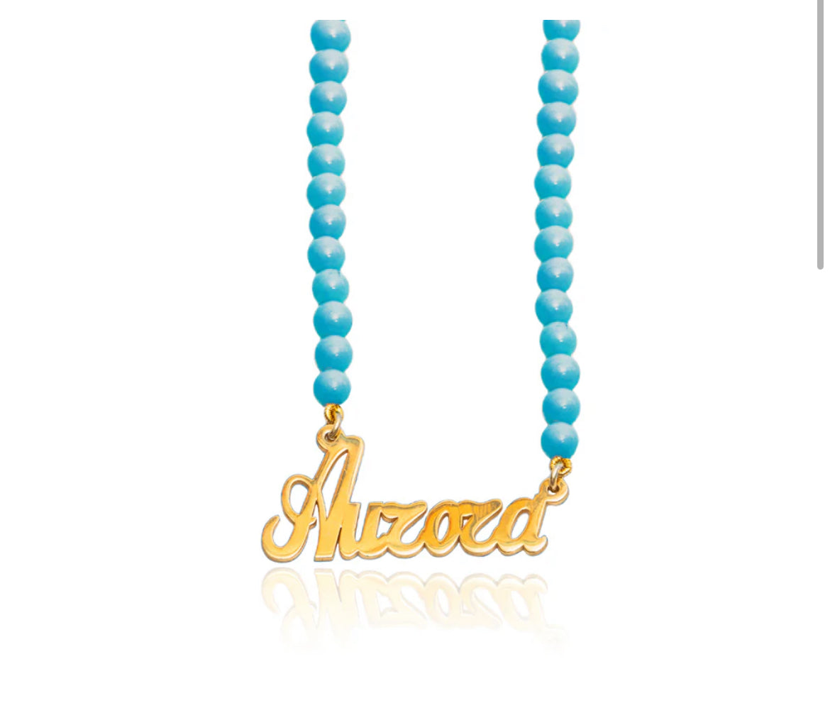 Collana perline nere e nome