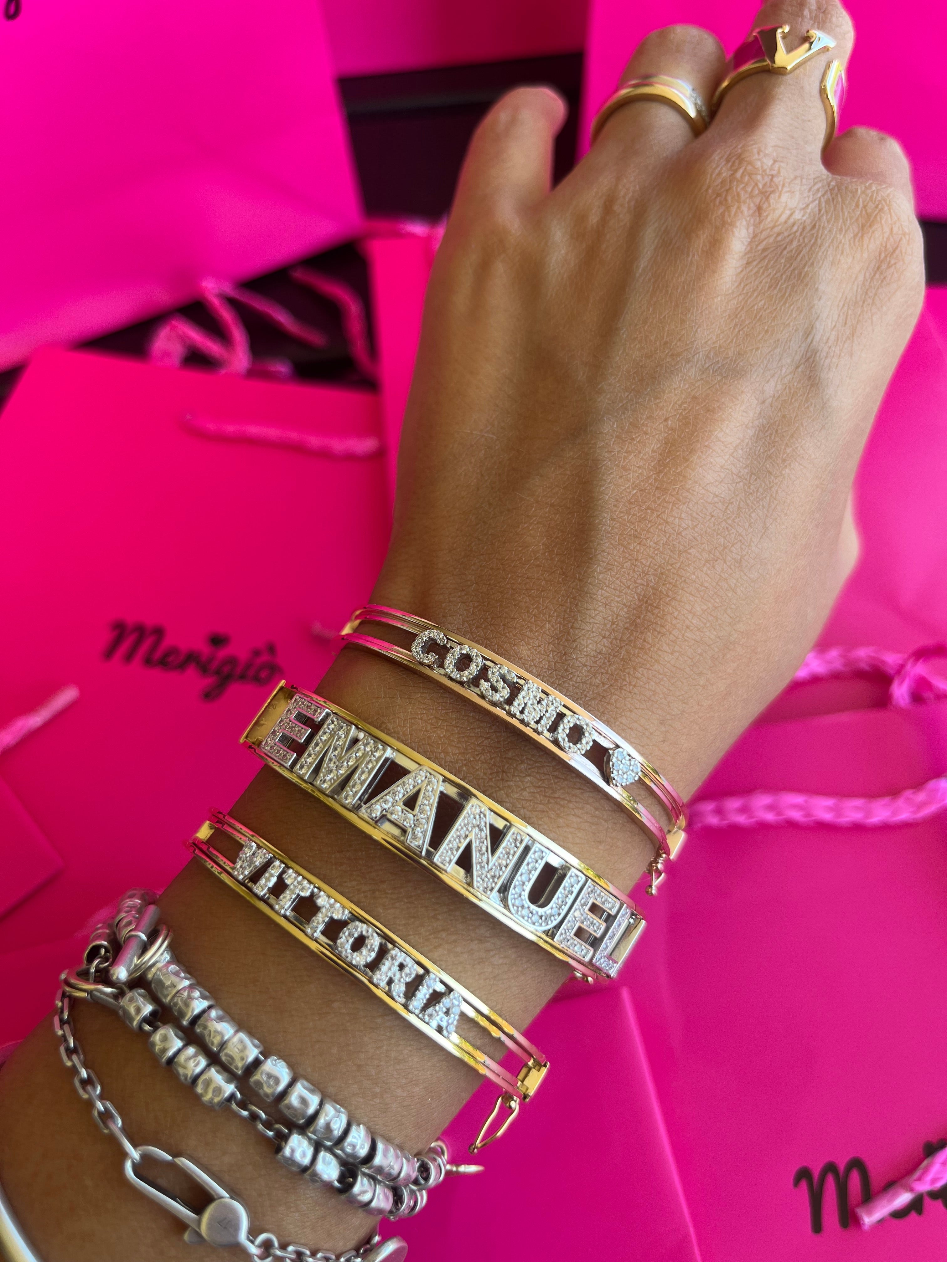 Bracciale manetta argento Namelove