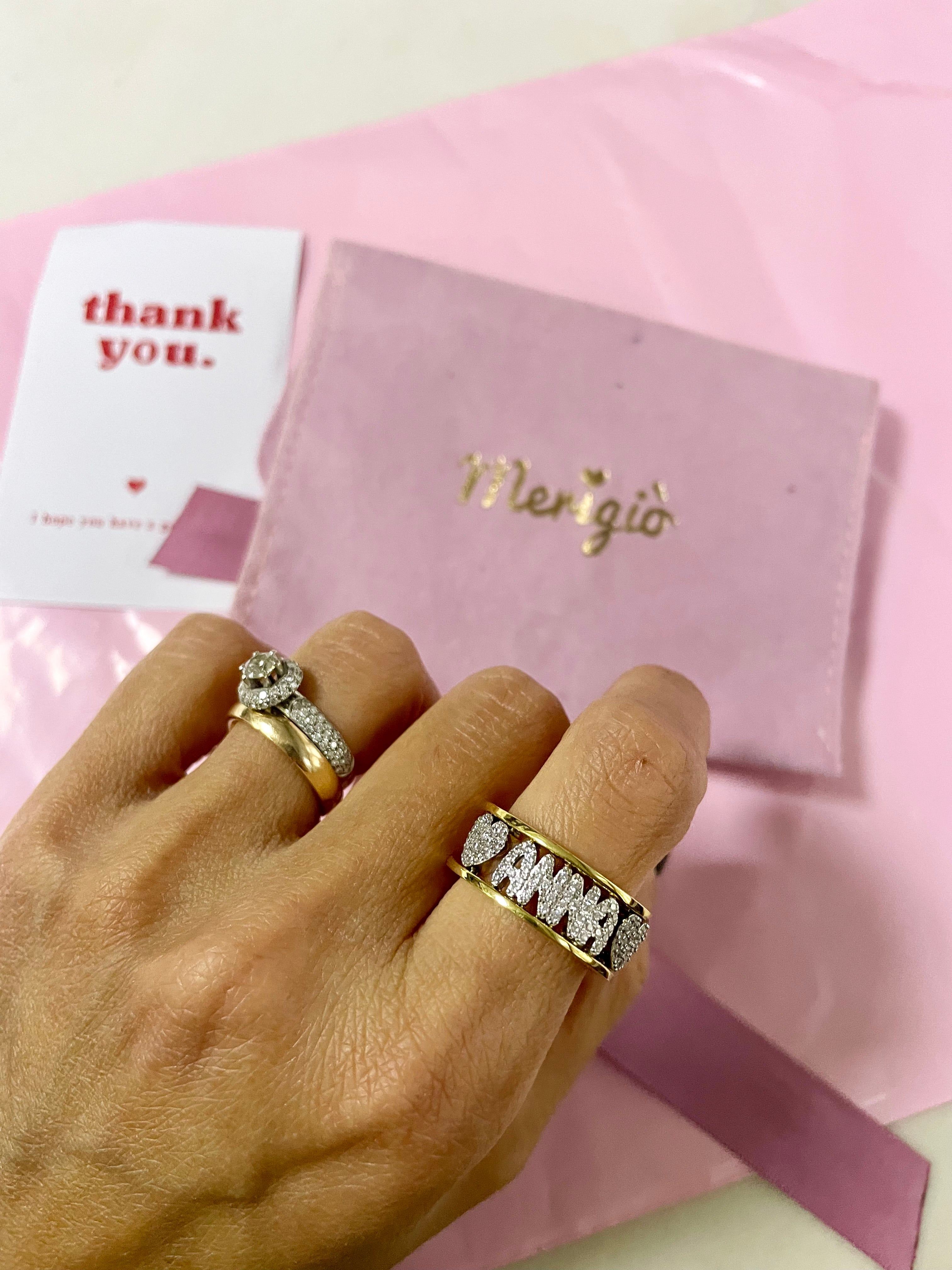 Anello personalizzato argento 925 con zirconi taglio brillante