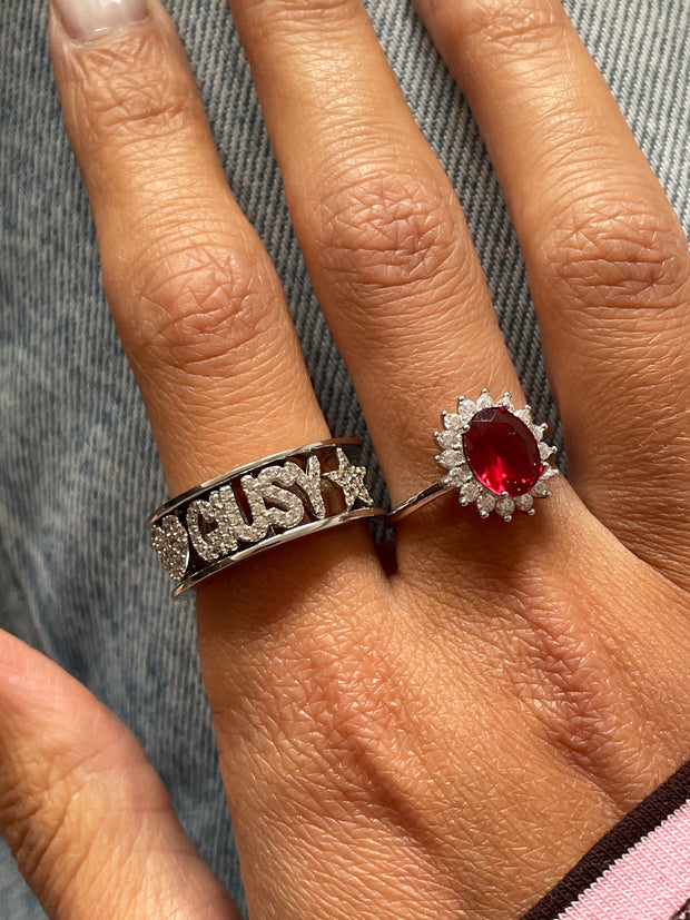 Anello personalizzato argento 925 con zirconi taglio brillante